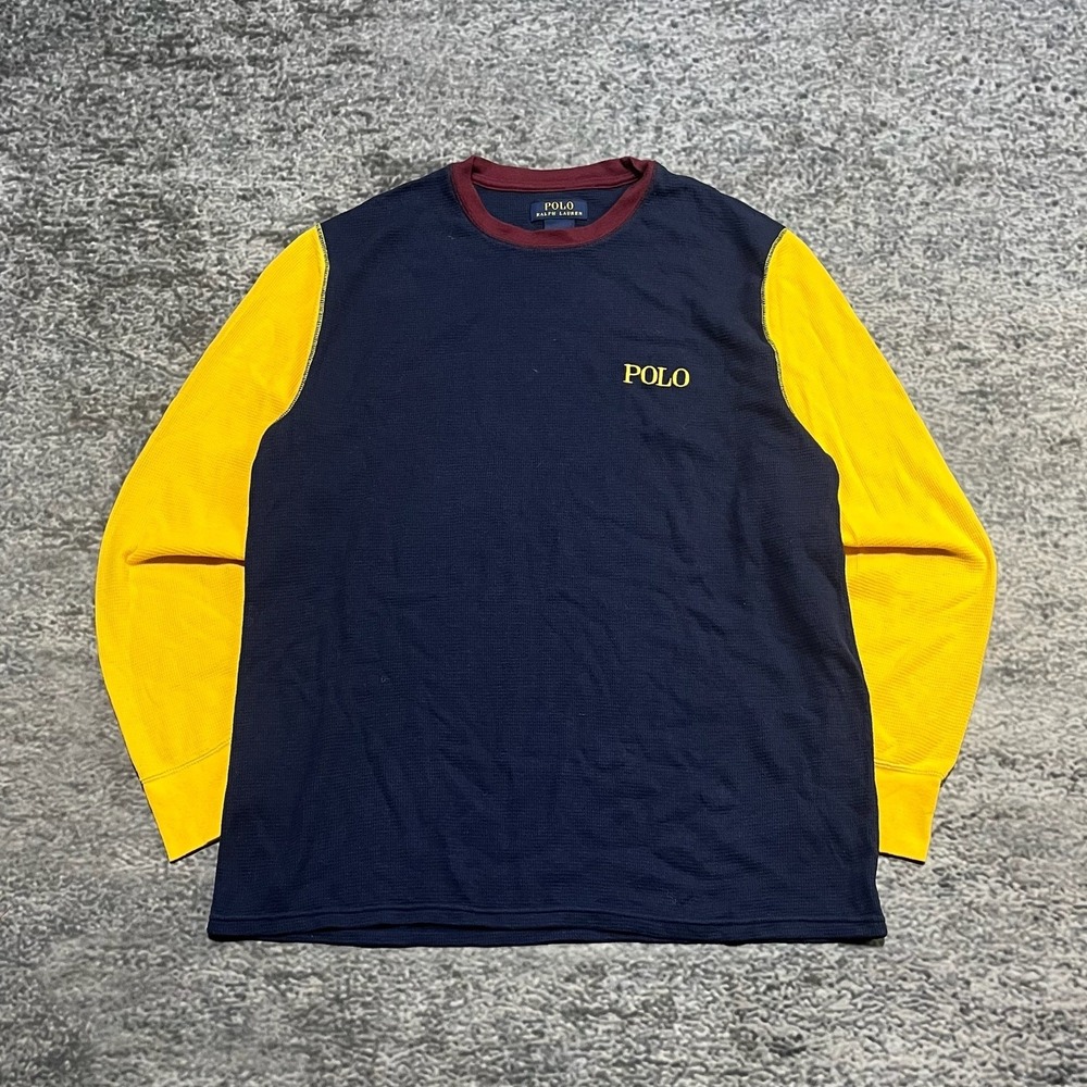 Polo Ralph Lauren Long Sleeve Waffle Thermal Shirt Mens XL Color Block